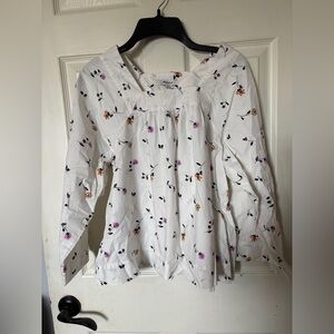 Madewell White Floral Blouse